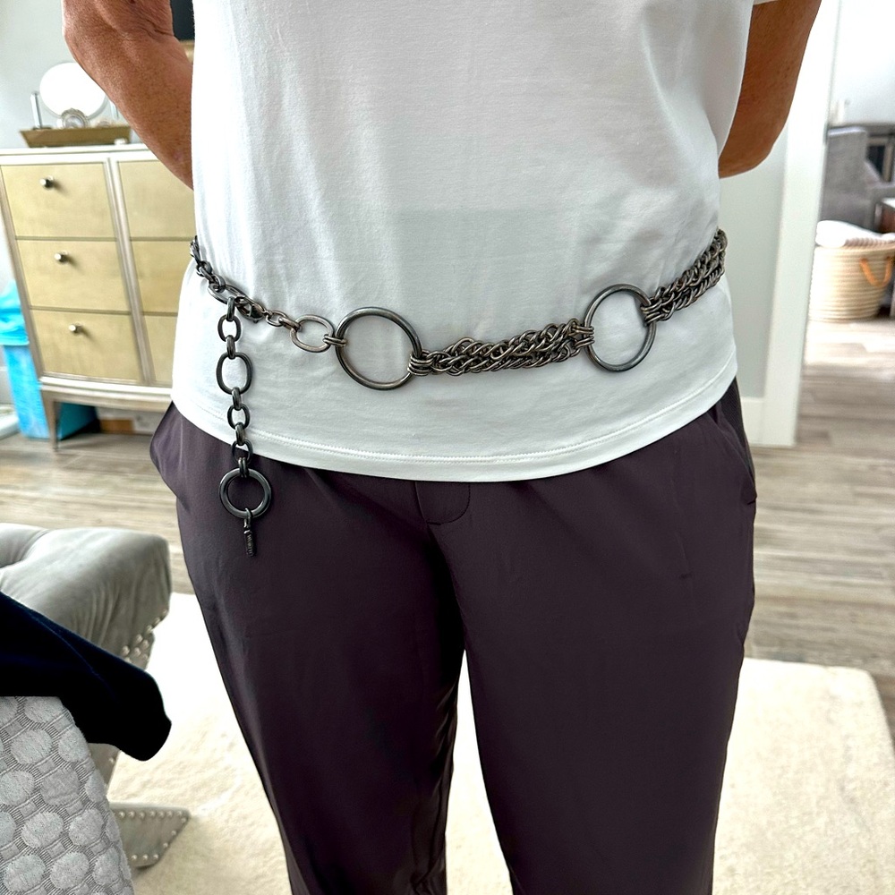 Worth Collection Gunmetal chain belt with lobster claw closure Length 39”
